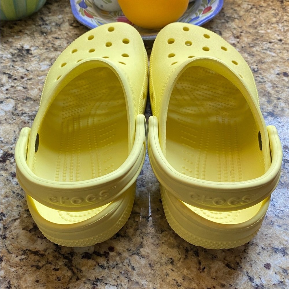 Lemon Yellow Crocs in clean condition, Women’s size 8, Men’s - 6. Wear on soles. - Picture 2 of 6